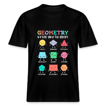 La géométrie vous maintient en forme – Motif d’école amusant -  T-shirt unisexe RELAXED FIT en coton bio - noir - Devant - Alina (178cm) & Michal (187cm)