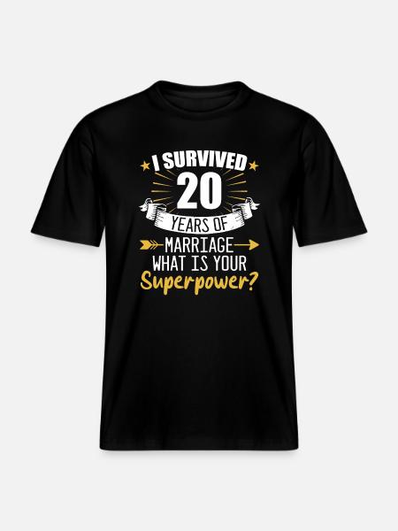 20. hääpäivä aviomies vaimo häät - RELAXED FIT Unisex Luomu T-paita - musta