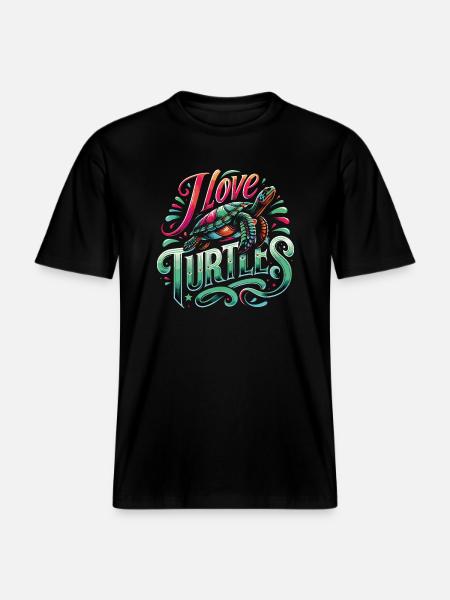 Turtle Sea Turtle Turtle Animal -  RELAXED FIT Unisex Organic T-Shirt - black