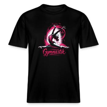 Gymnastik -  RELAXED FIT Unisex Organic T-Shirt - Schwarz - Vorne - Alina (178cm) & Michal (187cm)