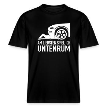 Mechaniker Schrauber Werkstatt KFZ Mechaniker -  RELAXED FIT Unisex Organic T-Shirt - Schwarz - Vorne - Alina (178cm) & Michal (187cm)