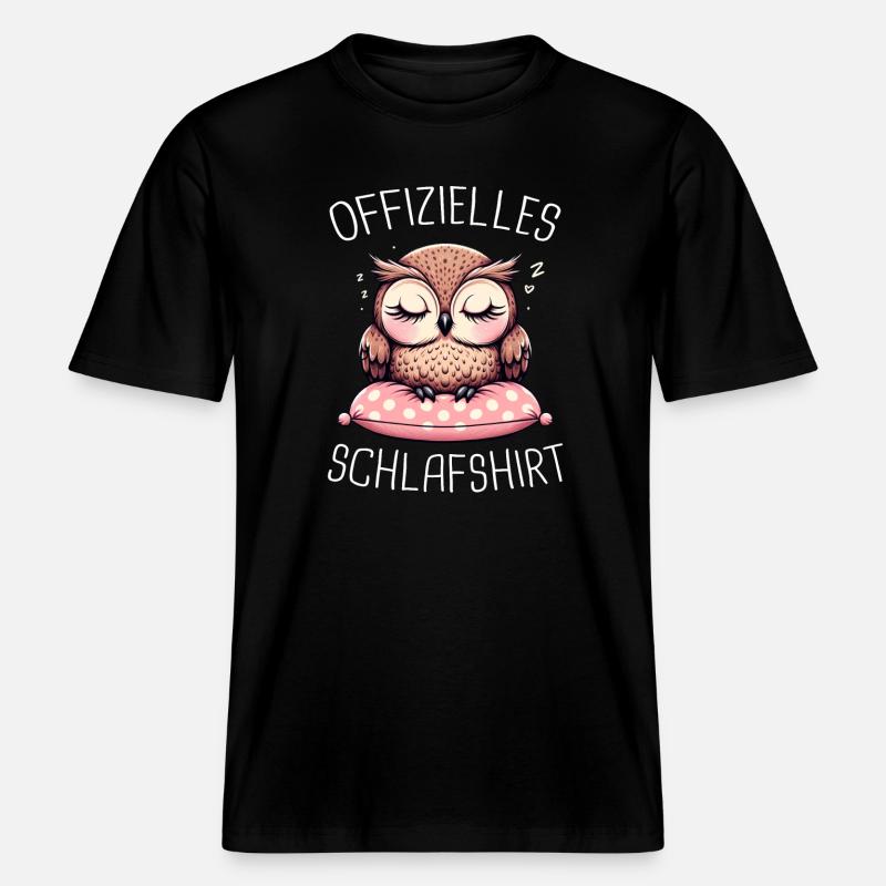 Nachteule Eule Eulen Vogel -  RELAXED FIT Unisex Organic T-Shirt - Schwarz