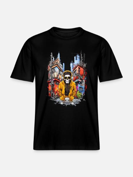 Skull City -  RELAXED FIT Unisex Organic T-Shirt - Schwarz