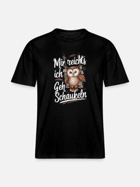 Nachteule Eule Eulen Vogel -  RELAXED FIT Unisex Organic T-Shirt - Schwarz