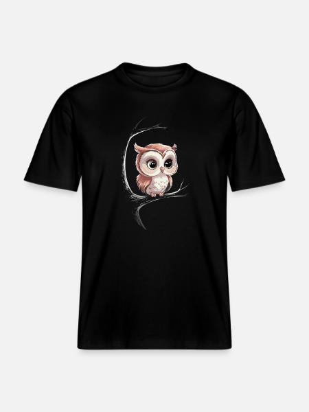 Nachteule Eule Eulen Vogel -  RELAXED FIT Unisex Organic T-Shirt - Schwarz