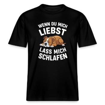 Hund Hunde Haustier Lustige Sprüche -  RELAXED FIT Unisex Organic T-Shirt - Schwarz - Vorne - Alina (178cm) & Michal (187cm)