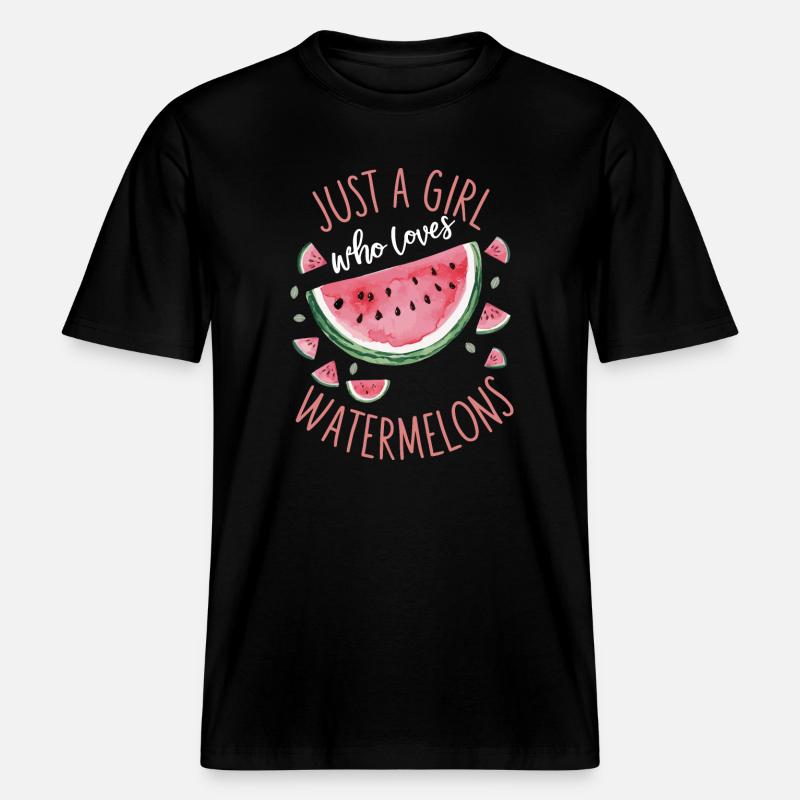 Pastèque, melon, fruit -  T-shirt unisexe RELAXED FIT en coton bio - noir