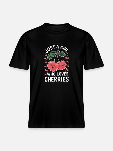 Kirsche Kirschen Früchte Essen -  RELAXED FIT Unisex Organic T-Shirt - Schwarz