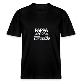 Pappa 2026 Pieds de Bébé -  T-shirt unisexe RELAXED FIT en coton bio - noir - Devant - Alina (178cm) & Michal (187cm)
