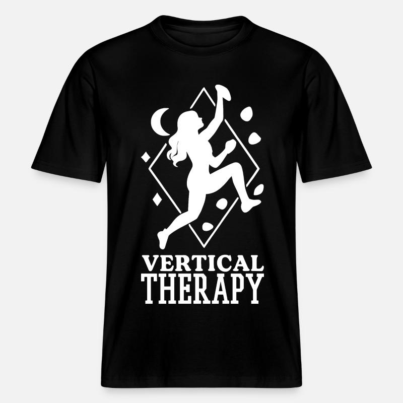 Vertical Therapy: Bouldern & Klettern Boho Design -  RELAXED FIT Unisex Organic T-Shirt - Schwarz