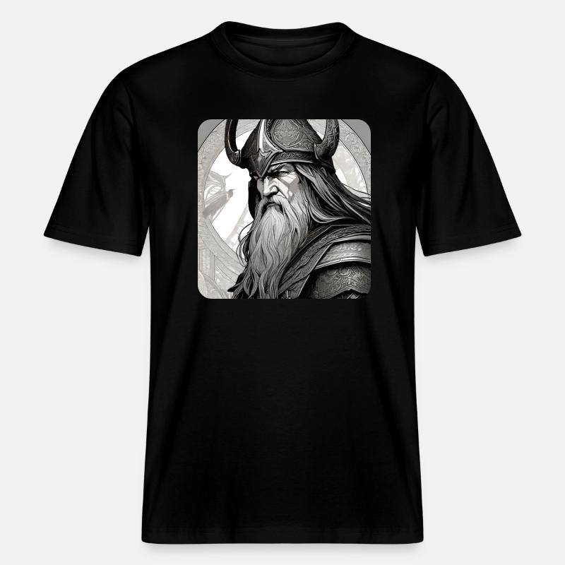 Stolzer Wikinger mit Hörner Helm -  RELAXED FIT Unisex Organic T-Shirt - Schwarz
