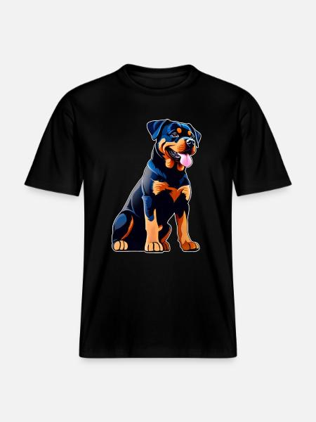 Cute Rottweiler in comic style -  RELAXED FIT Unisex Organic T-Shirt - black