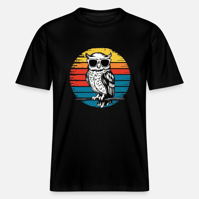 Nachteule Eule Eulen Vogel - RELAXED FIT Unisex Organic T-Shirt - Schwarz