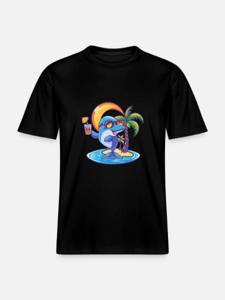 Delfin sommerferie -  Økologisk unisex T-shirt RELAXED FIT - sort