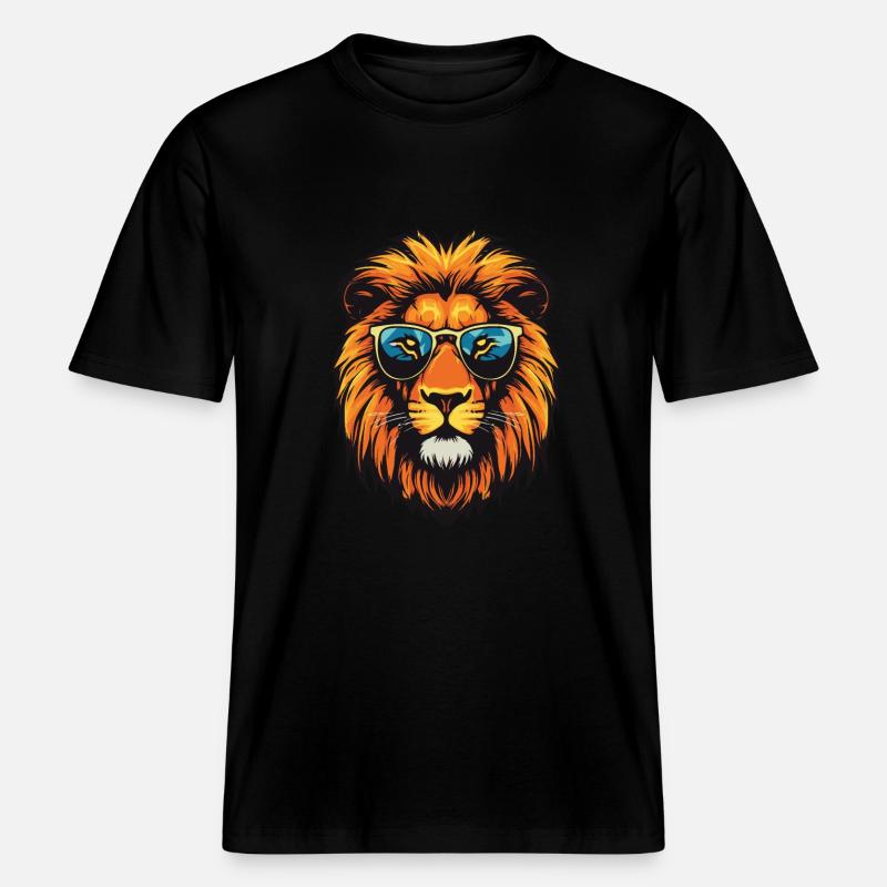 Löwe Kopf Cool -  RELAXED FIT Unisex Organic T-Shirt - Schwarz