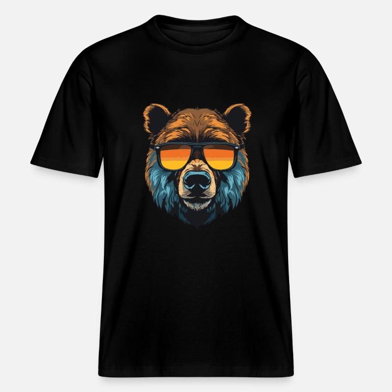Bär Kopf Cool - RELAXED FIT Unisex Organic T-Shirt - Schwarz