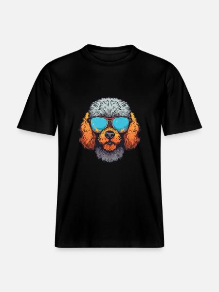 Poodle Dog Head Cool -  RELAXED FIT Unisex Organic T-Shirt - black