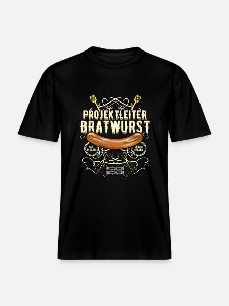 Grillen Design Projektleiter Bratwurst -  RELAXED FIT Unisex Organic T-Shirt - Schwarz