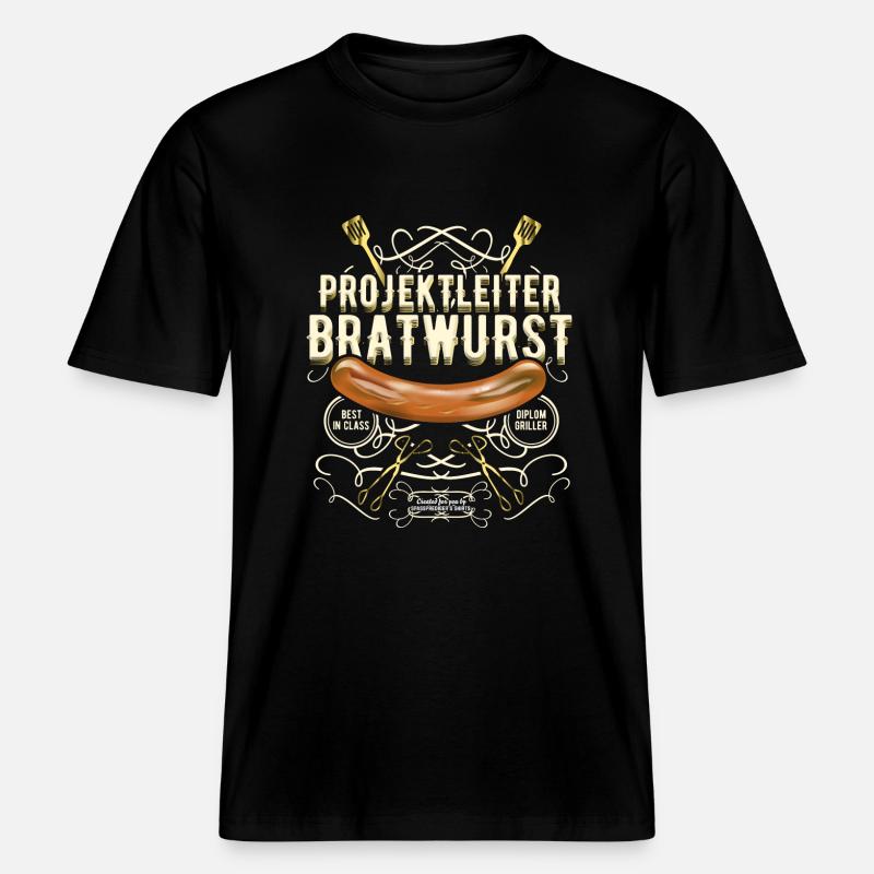 Grillen Design Projektleiter Bratwurst -  RELAXED FIT Unisex Organic T-Shirt - Schwarz