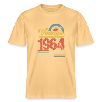1964 -  RELAXED FIT Unisex Organic T-Shirt - Hellgelb - Vorne - Alina (178cm) & Michal (187cm)