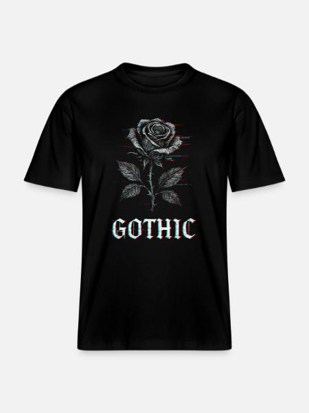 Gothic Rose with Glitch Effect -  RELAXED FIT Unisex Organic T-Shirt - black