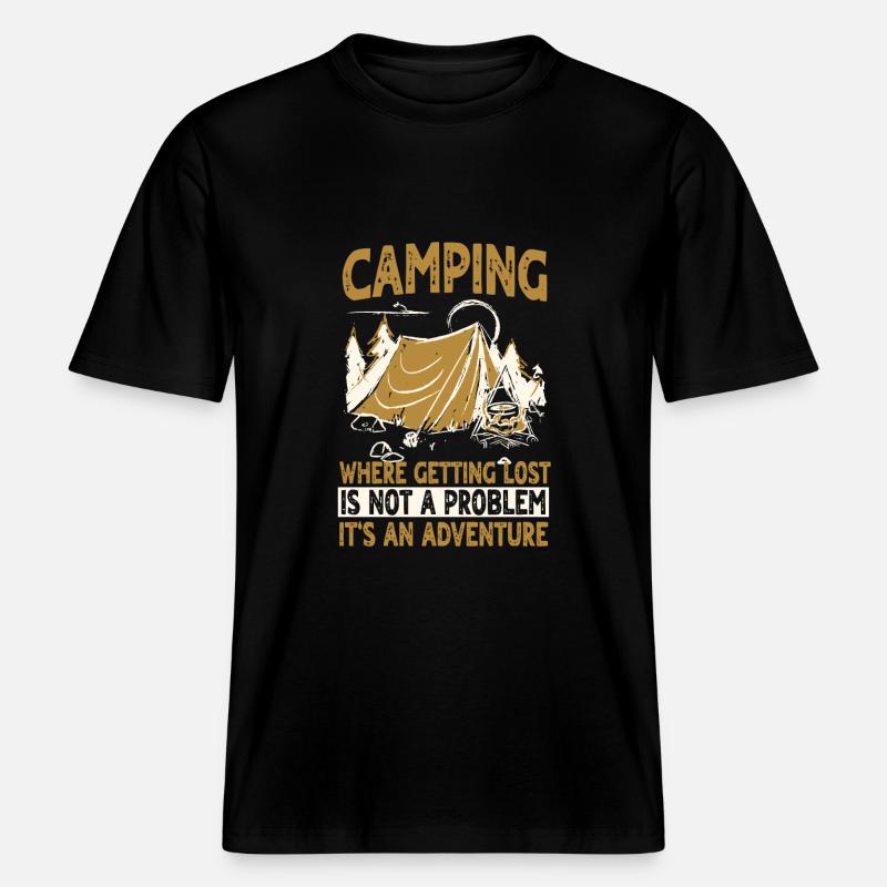 Camping -  T-shirt unisexe RELAXED FIT en coton bio - noir