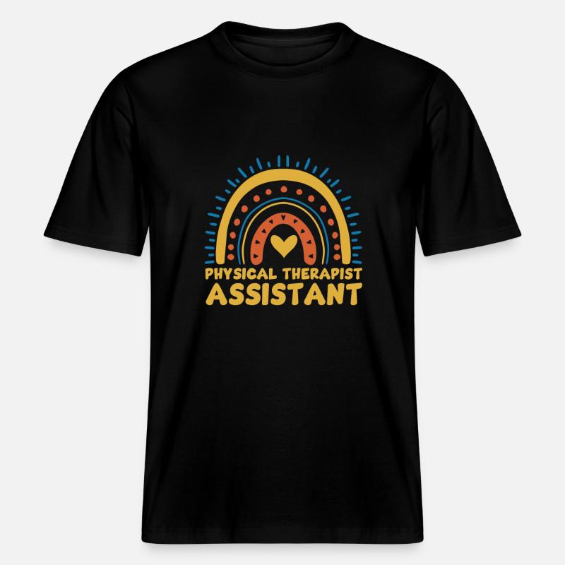 Assistante physiothérapeute mignonne Arc-en-ciel -  T-shirt unisexe RELAXED FIT en coton bio - noir