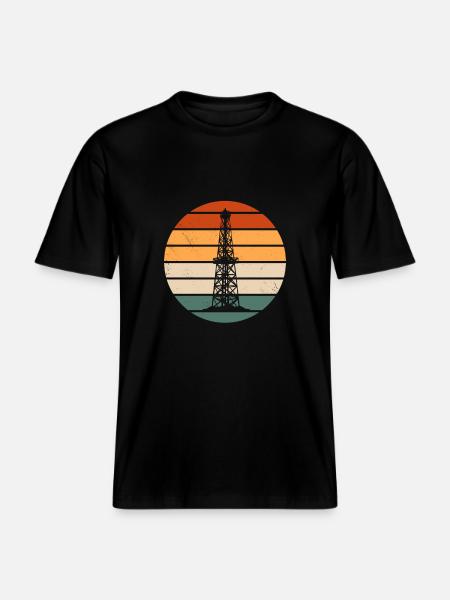 Oil Well Tower - RELAXED FIT Unisex Organic T-Shirt - black