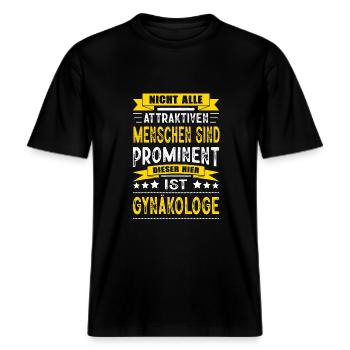 Nicht Alle Menschen Sind Prominent Gynäkologe -  RELAXED FIT Unisex Organic T-Shirt - Schwarz - Vorne - Alina (178cm) & Michal (187cm)