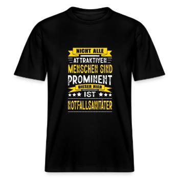 Notfallsanitäter Sanitäter Prüfung Bestanden -  RELAXED FIT Unisex Organic T-Shirt - Schwarz - Vorne - Alina (178cm) & Michal (187cm)