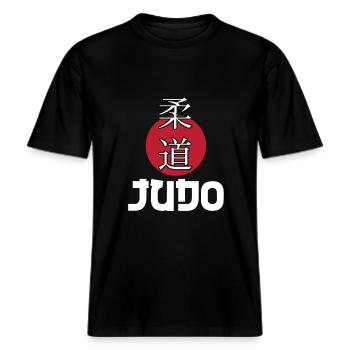 Judo -  RELAXED FIT Unisex Organic T-Shirt - Schwarz - Vorne - Alina (178cm) & Michal (187cm)