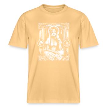 Tableau victorien tarot -  T-shirt unisexe RELAXED FIT en coton bio - jaune délavé - Devant - Alina (178cm) & Michal (187cm)