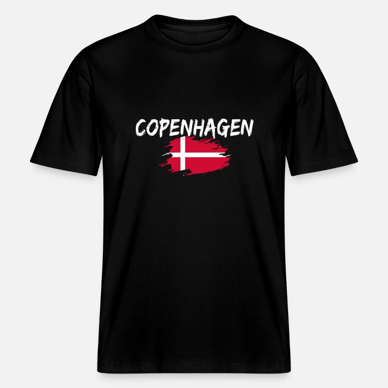 Copenhague Danemark Drapeau Copenhague - T-shirt unisexe RELAXED FIT en coton bio - noir