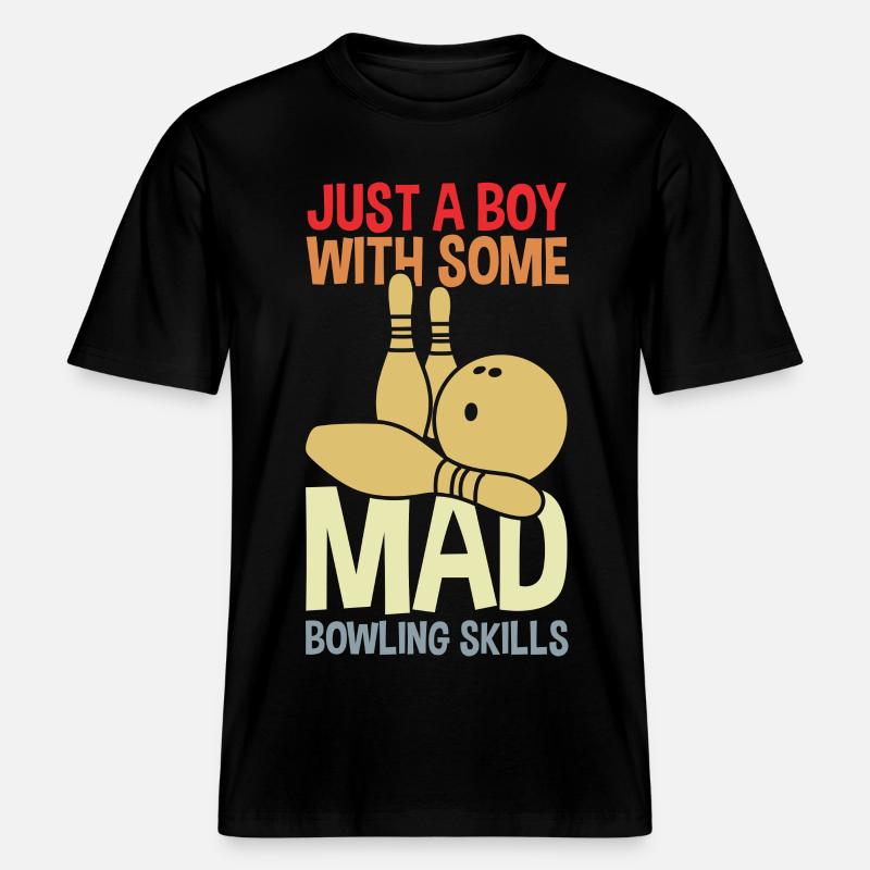 Drôle de garçon de bowling -  T-shirt unisexe RELAXED FIT en coton bio - noir