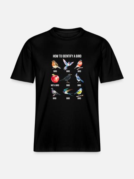 Sjov fugl nørd design Sådan identificerer du en fugl -  Økologisk unisex T-shirt RELAXED FIT - sort