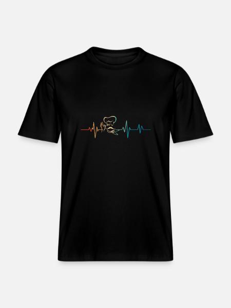 Heartbeat Retro Chef - RELAXED FIT Unisex Organic T-Shirt - black
