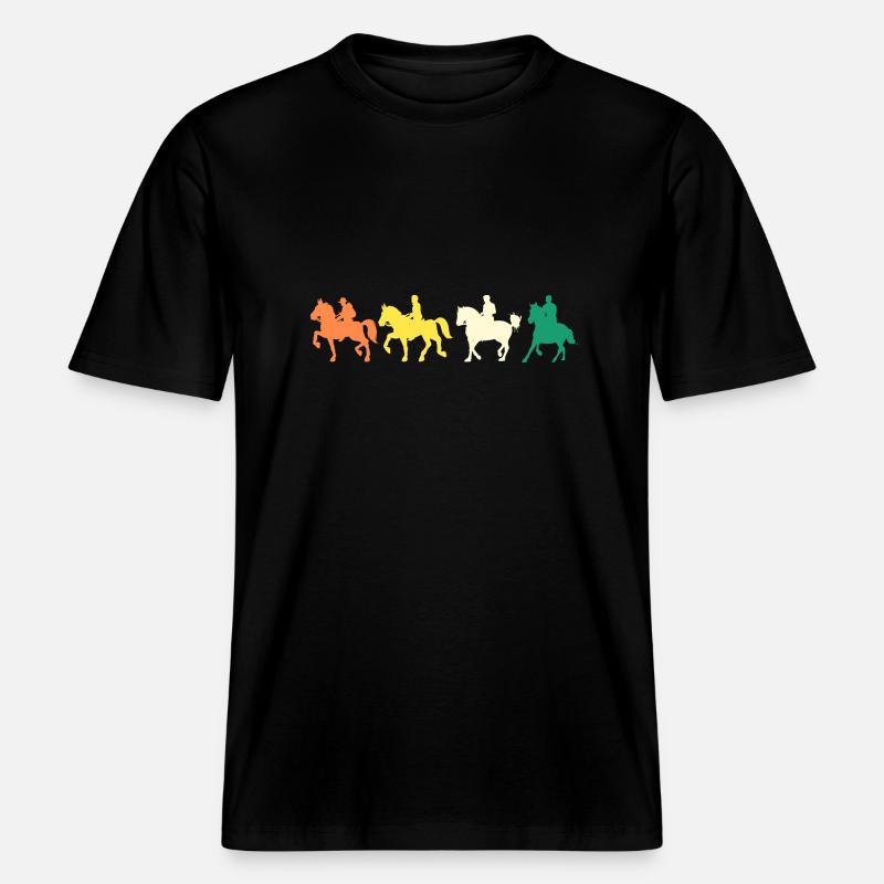 Reiten Evolution Pferde -  RELAXED FIT Unisex Organic T-Shirt - Schwarz