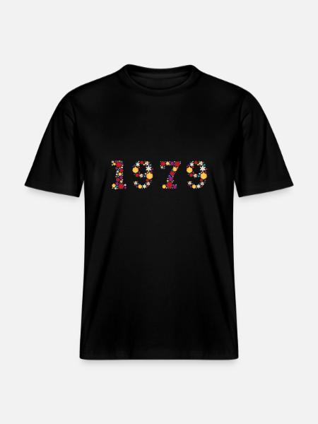 Year 1979 Flowers - RELAXED FIT Unisex Organic T-Shirt - black