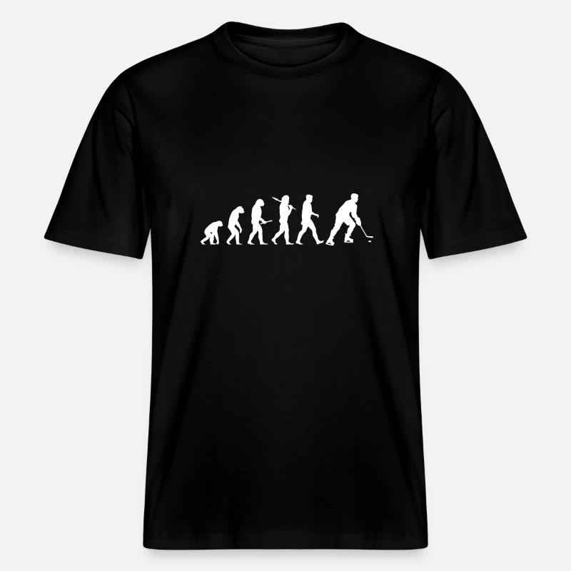 Évolution du hockey sur glace -  T-shirt unisexe RELAXED FIT en coton bio - noir