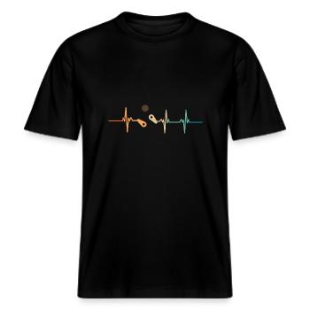 Battement de cœur pinball -  T-shirt unisexe RELAXED FIT en coton bio - noir - Devant - Alina (178cm) & Michal (187cm)