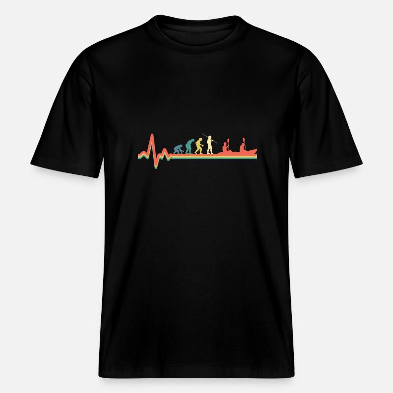 Canoe Evolution Kayak Retro -  RELAXED FIT Unisex Organic T-Shirt - black