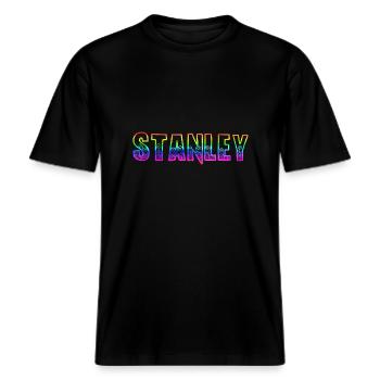 stanley rs regenbogen -  RELAXED FIT Unisex Organic T-Shirt - Schwarz - Vorne - Alina (178cm) & Michal (187cm)
