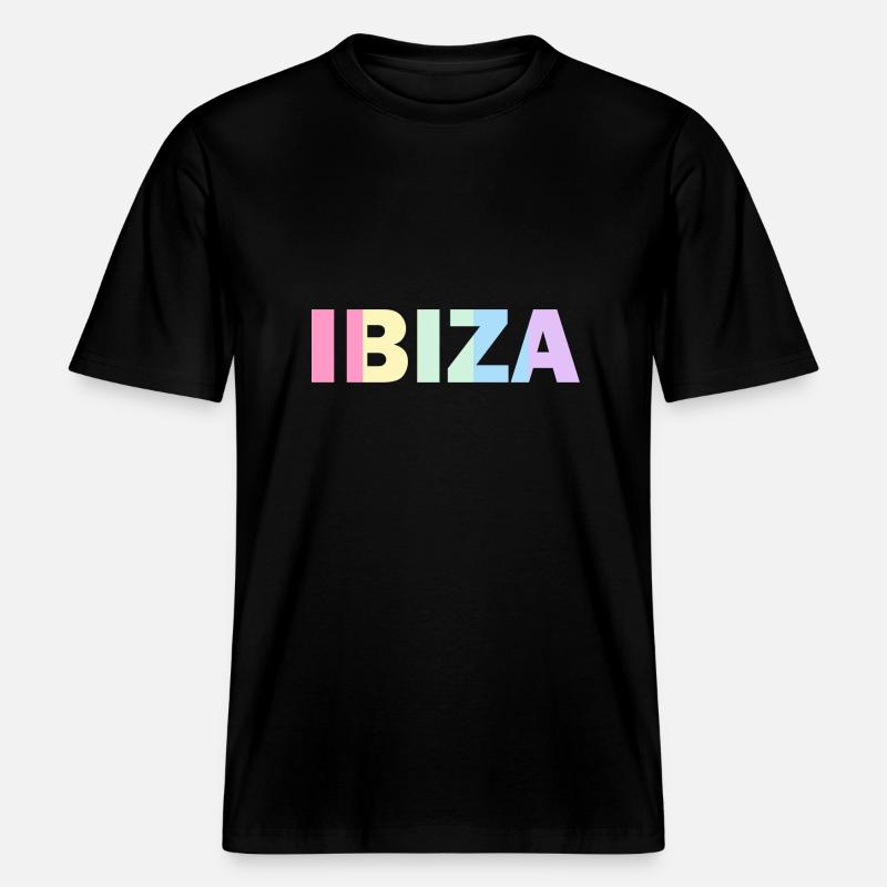 Pastel arc-en-ciel d'Ibiza - T-shirt unisexe RELAXED FIT en coton bio - noir