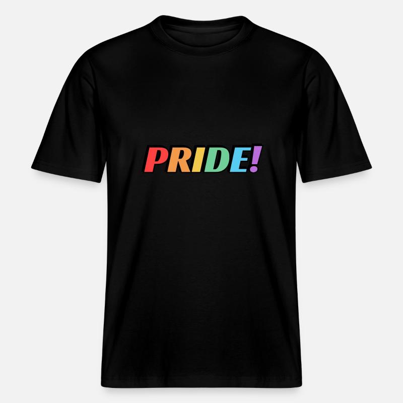 Pride Regenbogen Text - RELAXED FIT Unisex Organic T-Shirt - Schwarz