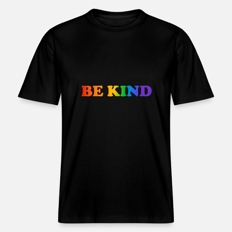 Be Kind Arc-en-ciel LGBT Pride -  T-shirt unisexe RELAXED FIT en coton bio - noir