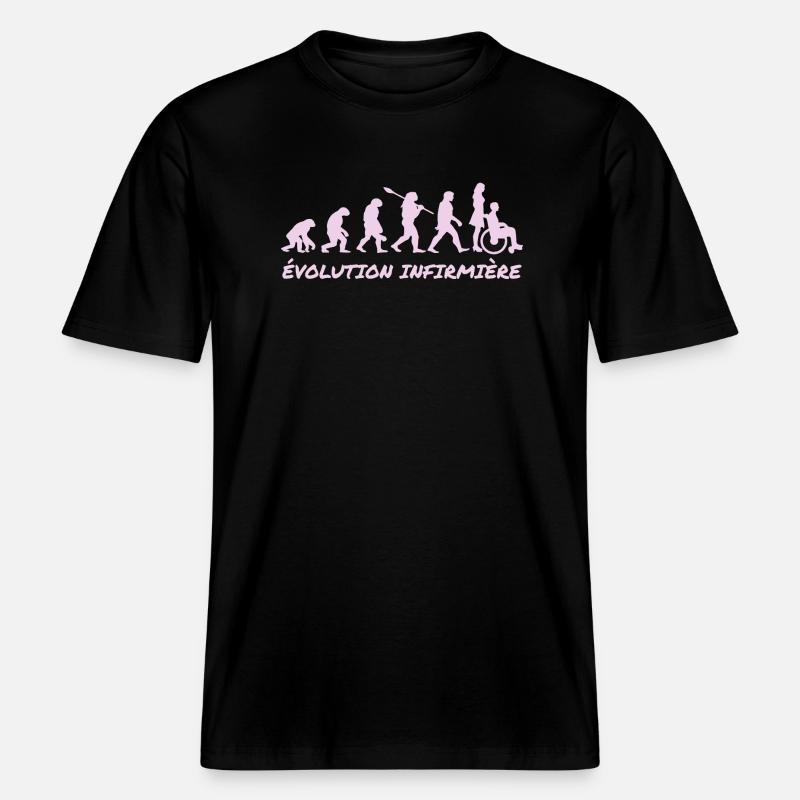 évolution infirmière -  T-shirt unisexe RELAXED FIT en coton bio - noir