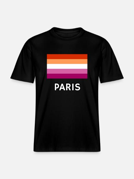 Lesbian Pride Flag Paris - RELAXED FIT Unisex Organic T-Shirt - black