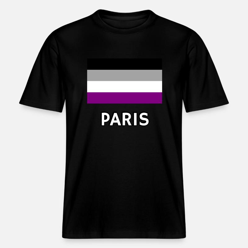 Asexualité Pride Drapeau Paris -  T-shirt unisexe RELAXED FIT en coton bio - noir