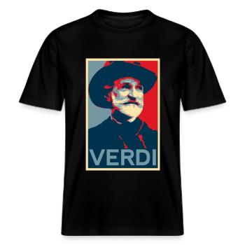 Giuseppe Verdi -  RELAXED FIT Unisex Organic T-Shirt - Schwarz - Vorne - Alina (178cm) & Michal (187cm)