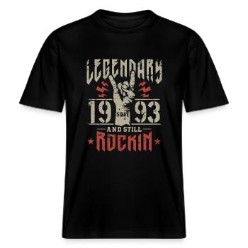 Legendär seit 1993 Jahrgang Rock Heavy Metal -  RELAXED FIT Unisex Organic T-Shirt - Schwarz - Vorne - Alina (178cm) & Michal (187cm)